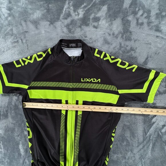Lixada Cycling Jersey XL Black Neon Green Short Sleeve Full Zip Reflective - Picture 7 of 8